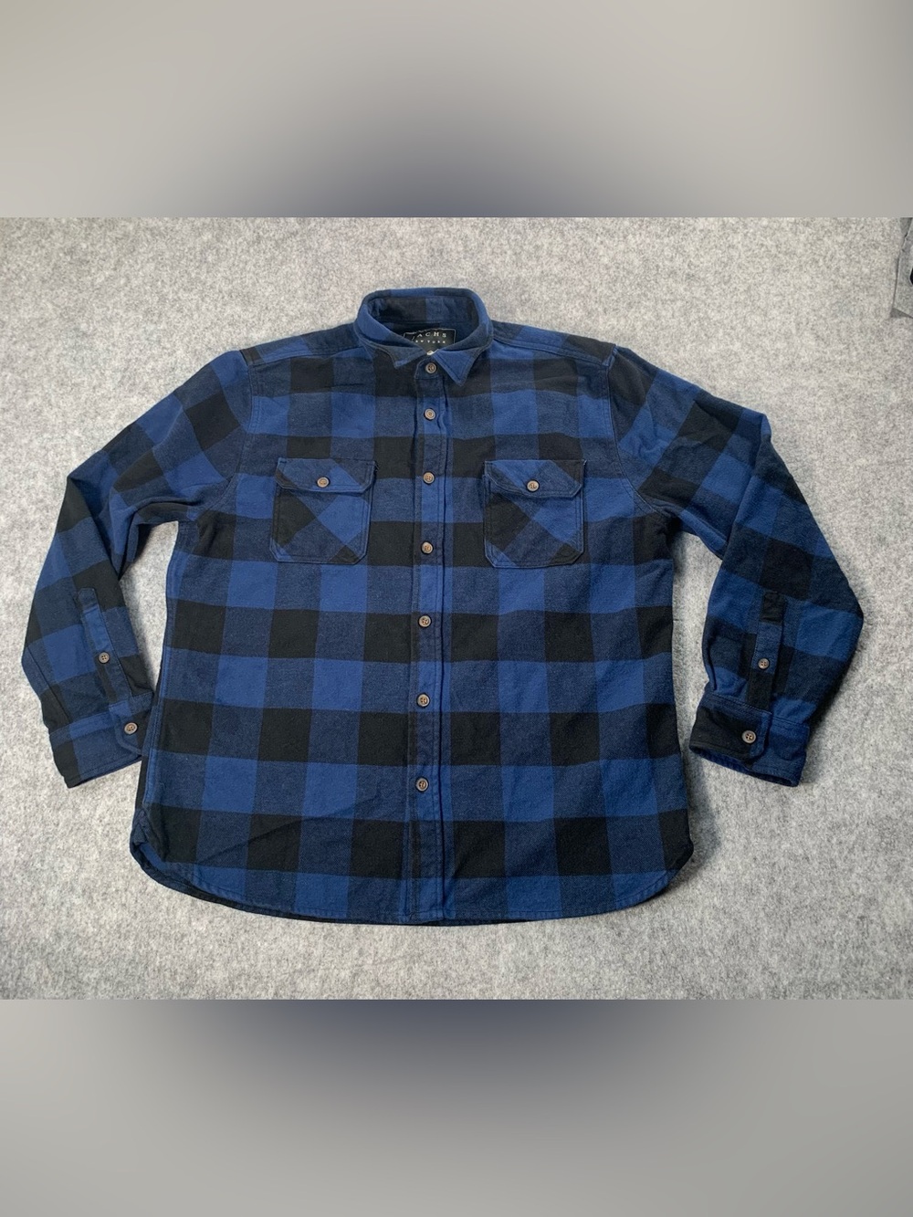 Jachs Blue and Black Buffalo Plaid Button-Down Shirt